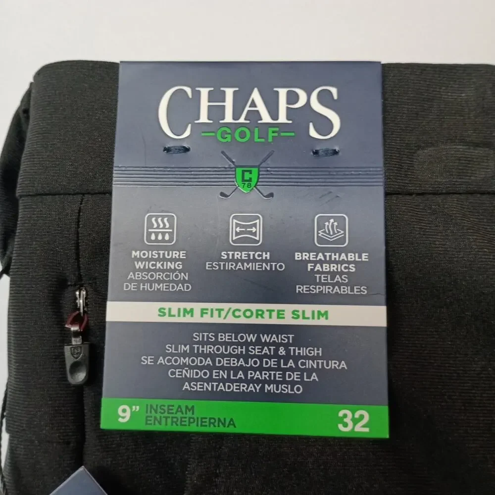 Chaps Golf Shorts Men's 32 Black Slim Fit 9